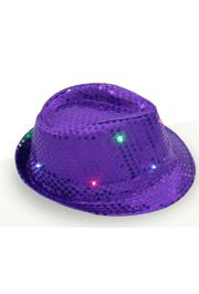 Purple Sequin Light Up Fedora Hat