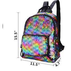 Sequin School/ Travel Mini Backpack/purse/bag in Rainbow/ Silver Colors