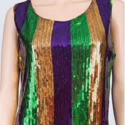 Mardi Gras Sequin Strip Dress Medium