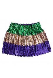 Mardi Gras Sequin Flared Skirt in Purple/ Green/ Gold SM/ M 
