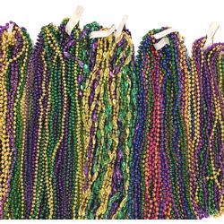 505 Pieces Blow Out Mardi Gras Bead Mix in Zipper Bag