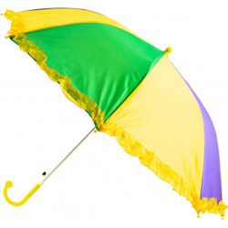18in long Nylon Mardi Gras Umbrella w/ Frilly Edge