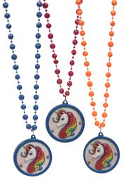 38in 12mm Assorted Colors Disco Ball Beads with 3in Unicorn Medallion