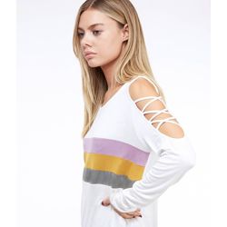Long Sleeve Cross Strap Grey Mardi Gras Top/ T-Shirt Size Large